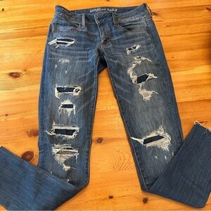 American Eagle outfitters Super Stretch Super Low Legging Ripped Raw Edges 6